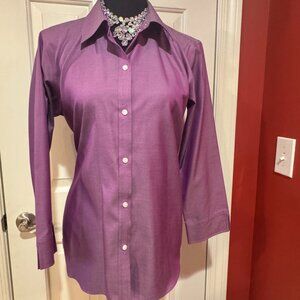 Nine West Tailored Long Sleeve purple No Iron Shirt S = Med.